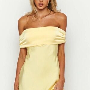 Beginning Boutique  Yellow Off-Shoulder Dress